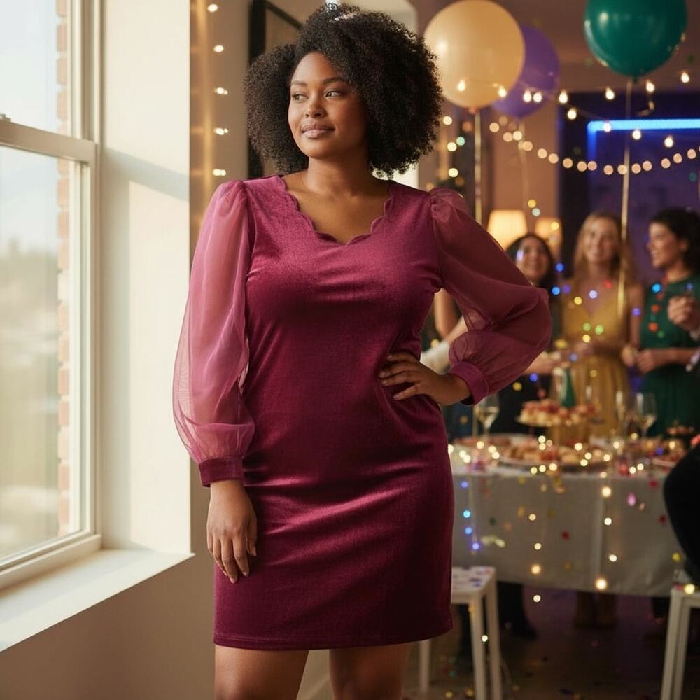 Vintage Velvet Dress Balloon Sleeves